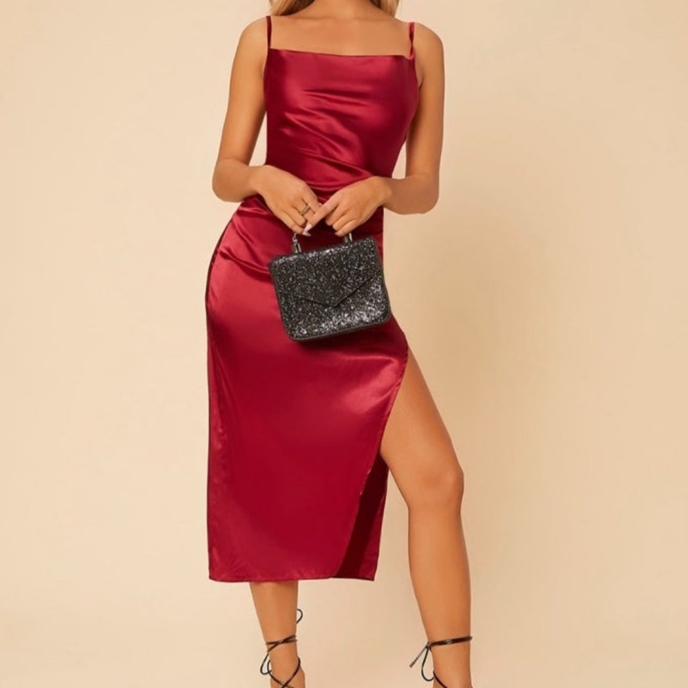 Elegant Red Satin Dress